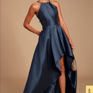Broadway Show Navy Blue High-Low Maxi Dress
